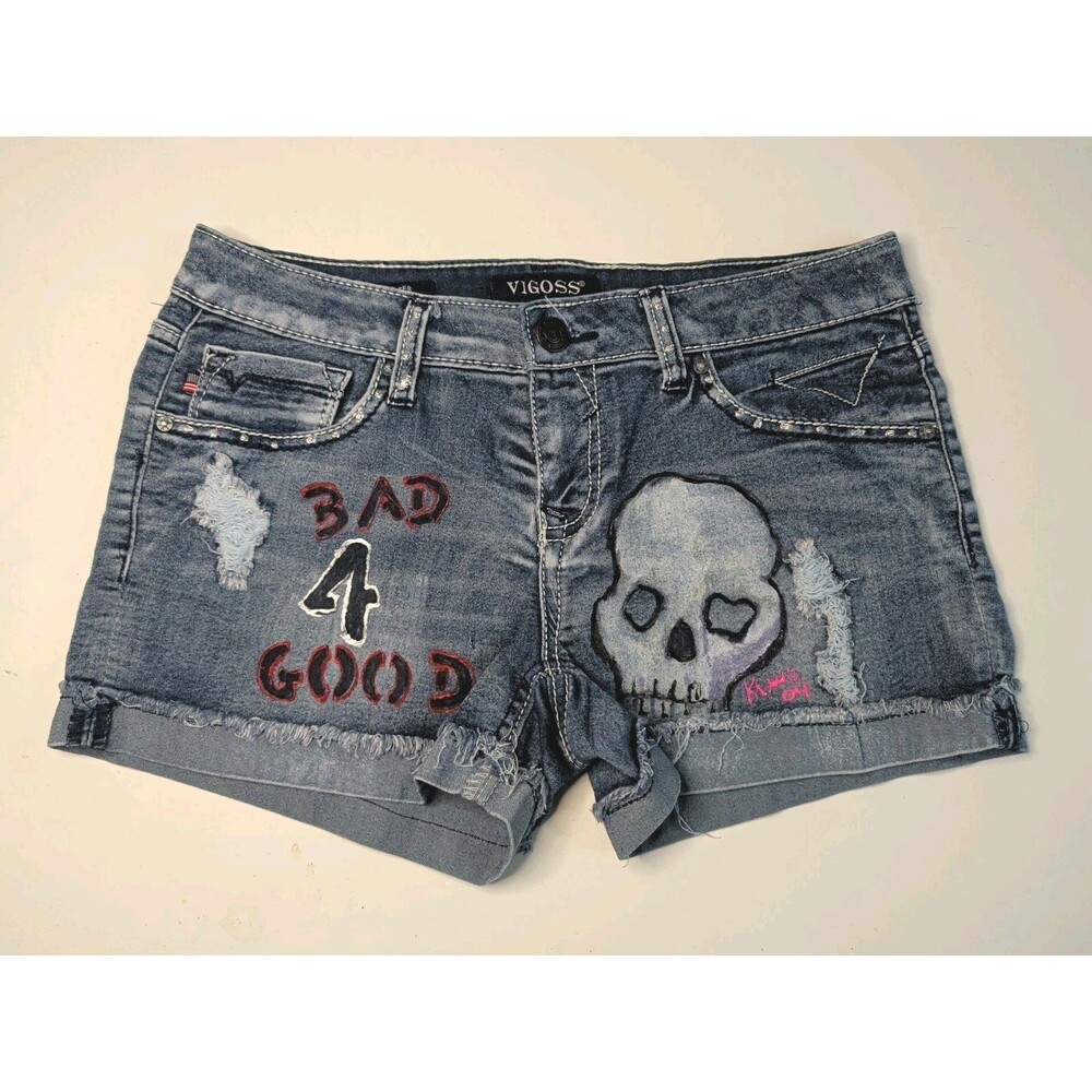 Vigoss Cut Off Jeans Womens 14 Custom Punk Distressed Frayed Festival Grunge